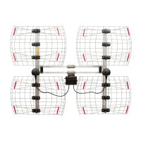 Antennas Direct 8-Element Bowtie TV Antenna, 70 Miles Range, Multi-directional, Indoor, Attic, Outdoor Applications, Special Bracket to Turn Both Panels, All-Weather Mounting Hardware, Adjustable Mast Clamp, 4K Ready, Silver - DB8e - DB8-E