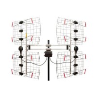 Antennas Direct 8-Element Bowtie TV Antenna, 70 Miles Range, Multi-directional, Indoor, Attic, Outdoor Applications, Special Bracket to Turn Both Panels, All-Weather Mounting Hardware, Adjustable Mast Clamp, 4K Ready, Silver - DB8e - DB8-E