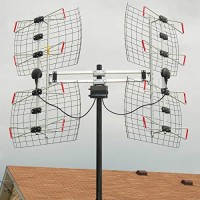 Antennas Direct 8-Element Bowtie TV Antenna, 70 Miles Range, Multi-directional, Indoor, Attic, Outdoor Applications, Special Bracket to Turn Both Panels, All-Weather Mounting Hardware, Adjustable Mast Clamp, 4K Ready, Silver - DB8e - DB8-E