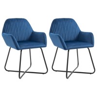 vidaXL Dining chairs 2 pcs Blue Velvet