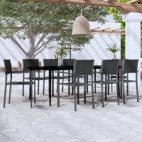 vidaXL 9 Piece Patio Dining Set Black