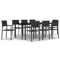 vidaXL 9 Piece Patio Dining Set Black