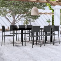 vidaXL 9 Piece Patio Dining Set Black