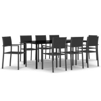 vidaXL 9 Piece Patio Dining Set Black