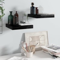 vidaXL Floating Wall Shelves 2 pcs High Gloss Black 9.1