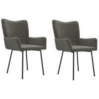 vidaXL Dining Chairs 2 pcs Dark Gray Velvet