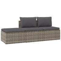 vidaXL 3 Piece Patio Lounge Set with Cushions Gray Poly Rattan