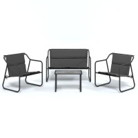 vidaXL 4 Piece Patio Lounge Set with Cushions Anthracite Steel