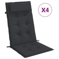 vidaXL Highback Chair Cushions 4 pcs Black Oxford Fabric