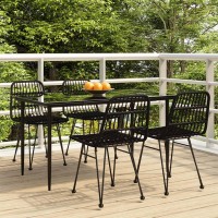 vidaXL 5 Piece Patio Dining Set Black Poly Rattan