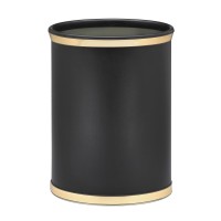 Sophisticates Black W/ Polished Gold 14 Inches Oval Waste Basket