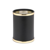 Sophisticates Black W/ Polished Gold 10.75 Inches Rd. Waste Basket