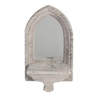 Benjara White Cement Protected Decorative Wall Mirror, Washed