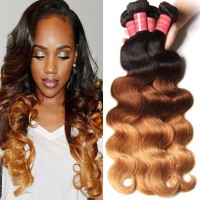 Klaiyi Hair 10A Grade Ombre Brazilian Body Wave 100 Human Hair Extensions 3 Bundles 20 22 24Inch Fashion Color 3Tone1B427