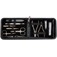 3 Swords Germany Brand Quality 12 Piece Manicure Pedicure Grooming Kit Set For Professional Finger Toe Nail Care With Black