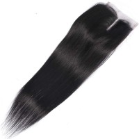 Misoun 4X4 Straight Human Hair Lace Closure Brazilian Straight Human Hair 4 By 4 Swiss Lace Closure 12Inch Middle Part 130 Dens