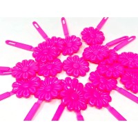 Tara Girls Self Hinge Plastic Flower Hair Barrettes 18 Pieces Selection Pink