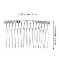 Senkary 10 Pieces Hair Comb Clip Metal Wire Hair Combs Wedding Veil Combs 15 Teeth Silver