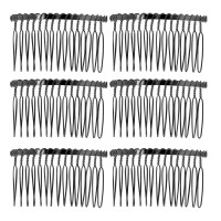 Senkary 10 Pieces Hair Comb Clip Metal Wire Hair Combs Wedding Veil Combs 15 Teeth Black