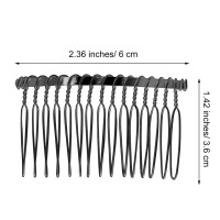 Senkary 10 Pieces Hair Comb Clip Metal Wire Hair Combs Wedding Veil Combs 15 Teeth Black