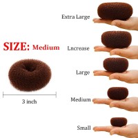 Nicemovic Bun Maker 2Pcs Medium Hair Donut Shaper Ring Style Bun For Short And Thin Hair 3 Inchbrown