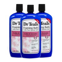 Dr Teals Calm Serenity Pure Epsom Salt Foaming Bath Gift Set 3 Pack 34 Oz Ea Rose Essential Oils Milk Protein Provid