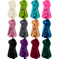 12 Pieces Velvet Durags Caps Wide Strap Headwraps Long Tail Turban Beanies For 360 Wave Men Women Trendy Color