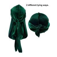 12 Pieces Velvet Durags Caps Wide Strap Headwraps Long Tail Turban Beanies For 360 Wave Men Women Trendy Color