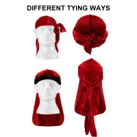 12 Pieces Velvet Durags Caps Wide Strap Headwraps Long Tail Turban Beanies For 360 Wave Men Women Trendy Color