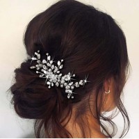 Easedaily Crystal Bride Wedding Hair Comb Silver Rhinestone Bridal Hair Pieces Hair Clip Hair Accessories For Women And Girls A