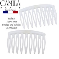 Camila Paris Cp3108 French Hair Side Comb Small Curved White French Twist Hair Combs Decorative Strong Hold Hair Clips For Wo