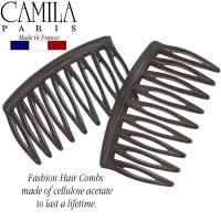 Camila Paris Cp3110 French Hair Side Comb Small Curved Gray French Twist Hair Combs Decorative Strong Hold Hair Clips For Wom