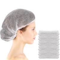 100 Pieces Hair Caps 21 Inch Nonwoven Caps Hair Net Elastic Cap Head Hair Cover Hats For Cosmetics Beauty Salon White