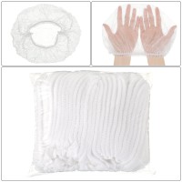 100 Pieces Hair Caps 21 Inch Nonwoven Caps Hair Net Elastic Cap Head Hair Cover Hats For Cosmetics Beauty Salon White