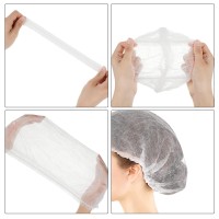 100 Pieces Hair Caps 21 Inch Nonwoven Caps Hair Net Elastic Cap Head Hair Cover Hats For Cosmetics Beauty Salon White