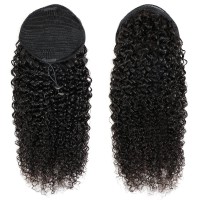 Adette 12 Inches Curly Ponytails Human Hair Drawstring Ponytail Extension Kinky Curly Clip In Pony Tail Hair Extensions Hair Pie