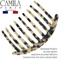 Camila Paris Cp3160 French Handmade Side Comb Rounded White Tokyo French Twist Hair Combs Decorative Strong Hold Hair Clips F