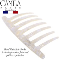 Camila Paris Cp3185 French Handmade Side Comb Rounded White French Twist Hair Combs Decorative Strong Hold Hair Clips For Wom