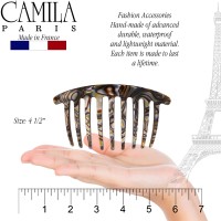 Camila Paris Cp3182 French Handmade Side Comb Rounded Onyx French Twist Hair Combs Decorative Strong Hold Hair Clips For Wome