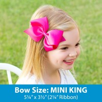 Wee Ones Girls Grosgrain Hair Bow With Contrasting Moonstitch Edge And Wrap On A Weestay Hair Clip Mini King Red With White