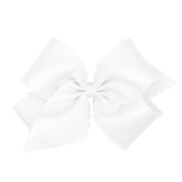 Wee Ones Girls Classic Grosgrain Moonstitch Edge Hair Bow On A Weestay Hair Clip King White