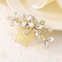 Jakawin Bride Wedding Hair Comb Crystal Hair Piece Rhinestone Bridal Hair Accessories For Women Hc042 Gold