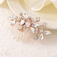 Jakawin Bride Wedding Hair Comb Crystal Hair Piece Rhinestone Bridal Hair Accessories For Women Hc042 Rose Gold