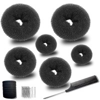 Meetfavorite Hair Bun Maker Set 37 Pieces 2 Large 2 Medium 2 Small Donut Bun Makers 10 Elastic Hair Ties 20 Bobby Pins 1