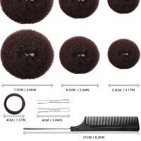 Meetfavorite Hair Bun Shaper Set 2 Large 2 Medium 2 Small Donut Hair Bun Makers 10 Elastic Bands Hair Pins Brown