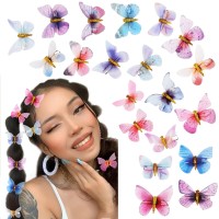 20Pcs Cute Butterfly Clips Y2K Glitter Kawaii Small Hair Accessories For Thick Hair