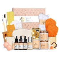 Skin Care Set For Women Rosa Acca 28Pcs Birthday Gifts For Women Orange Vitaminc Spa Gift Baskets For Women With Face Creamb