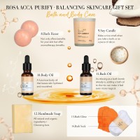 Skin Care Set For Women Rosa Acca 28Pcs Birthday Gifts For Women Orange Vitaminc Spa Gift Baskets For Women With Face Creamb