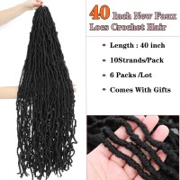 40 Inch New Soft Locs Crochet Hair 6 Packs Natural Color Faux Locs Crochet Braids Hair Pre Looped Synthetic Super Long Pre Exten