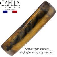 Camila Paris Cp3334 French Hair Barrette Clip For Girls Gold Rubberized Metal Clasp Strong Hold Grip Hair Clips For Women No